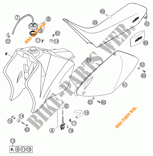 TANK / SEAT for KTM 450 MXC-G RACING 2003