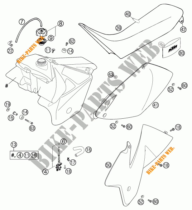 TANK / SEAT for KTM 400 MXC RACING 2002