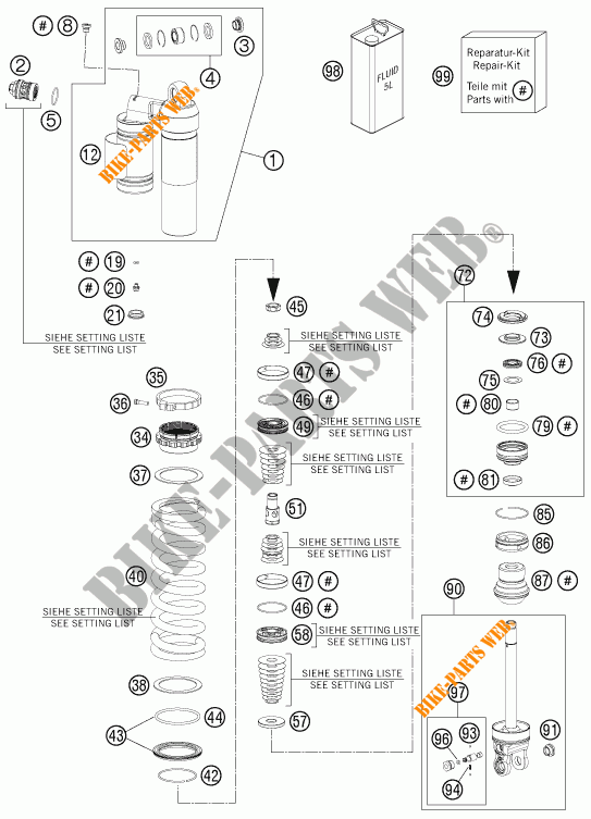 SHOCK ABSORBER (PARTS) for KTM 350 XCF-W SIX DAYS 2016