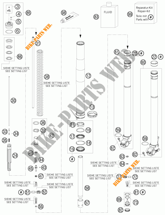 FRONT FORK (PARTS) for KTM 350 XCF-W 2013