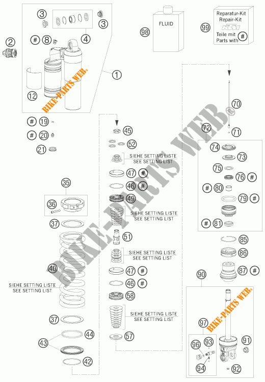 SHOCK ABSORBER (PARTS) for KTM 250 XC 2008