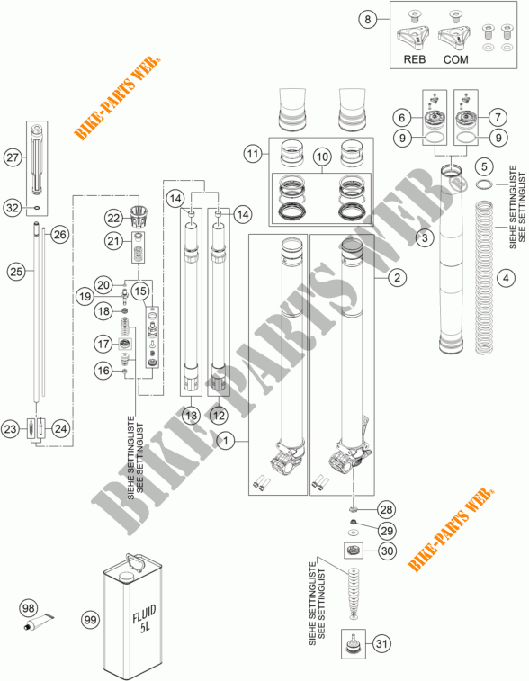 FRONT FORK (PARTS) for KTM 250 XC-W 2017