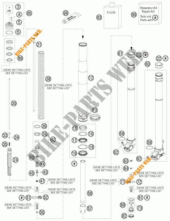 FRONT FORK (PARTS) for KTM 250 XC-W 2015