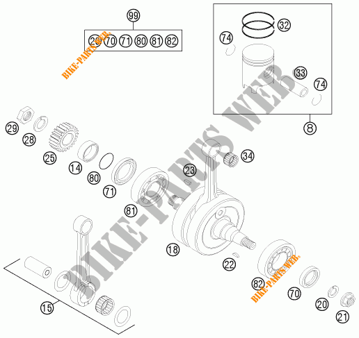 CRANKSHAFT / PISTON for KTM 200 XC-W 2016