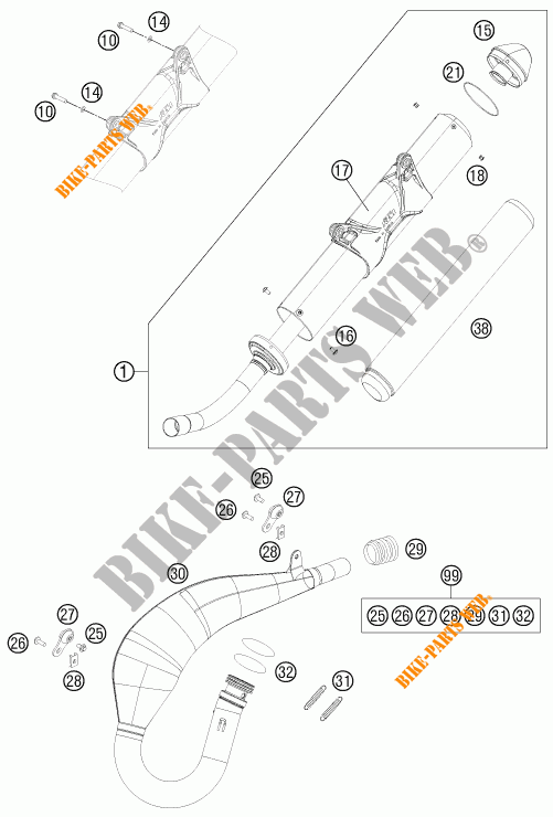EXHAUST for KTM 200 XC-W 2016