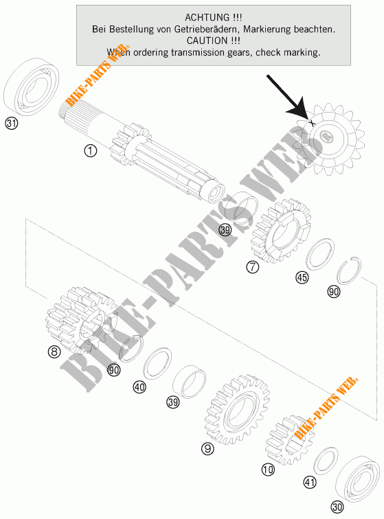 GEARBOX MAIN SHAFT for KTM 200 XC-W 2016