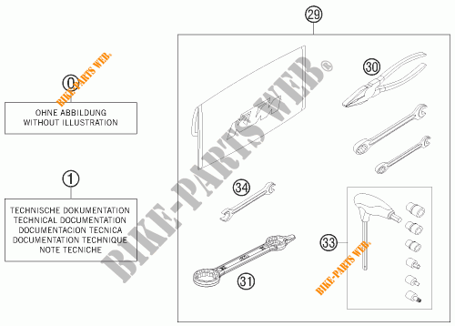 TOOL KIT / MANUALS / OPTIONS for KTM 200 XC-W 2016