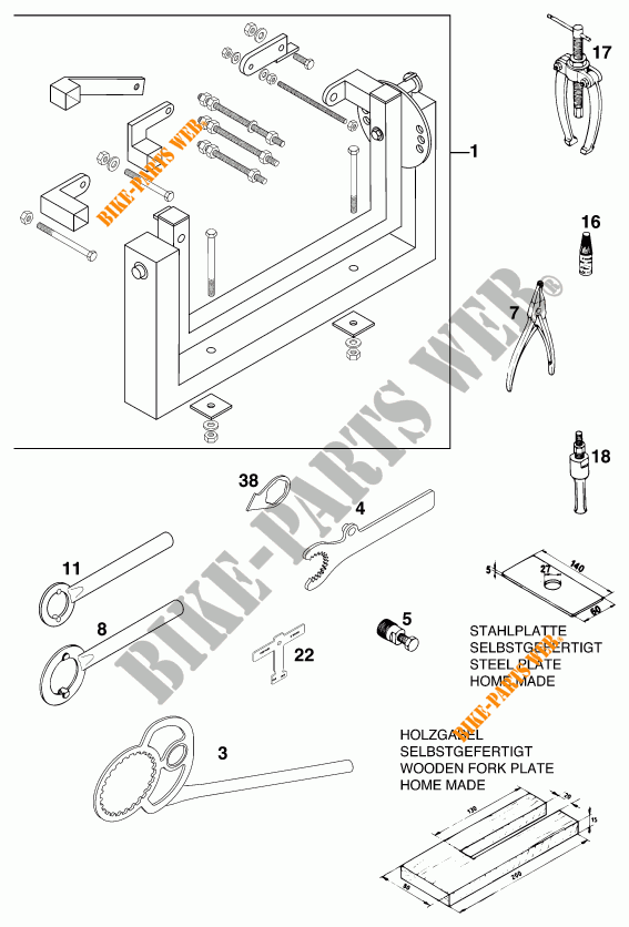 SPECIFIC TOOLS (ENGINE) for KTM 200 MXC 1998