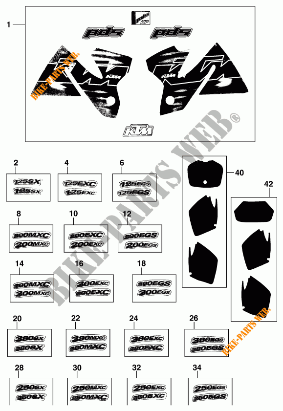 STICKERS for KTM 200 MXC 1998