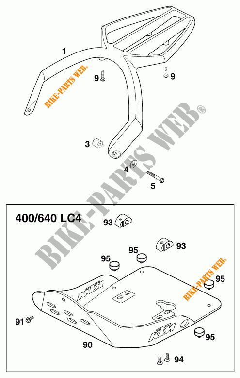 ACCESSORIES for KTM 640 LC4 SILVER 1999