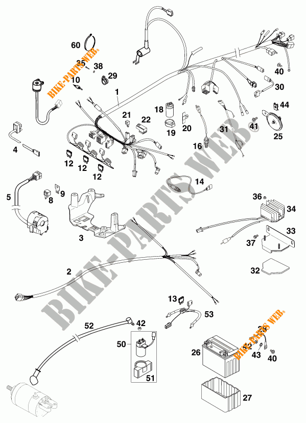 WIRING HARNESS for KTM 640 LC4 SILVER 1999