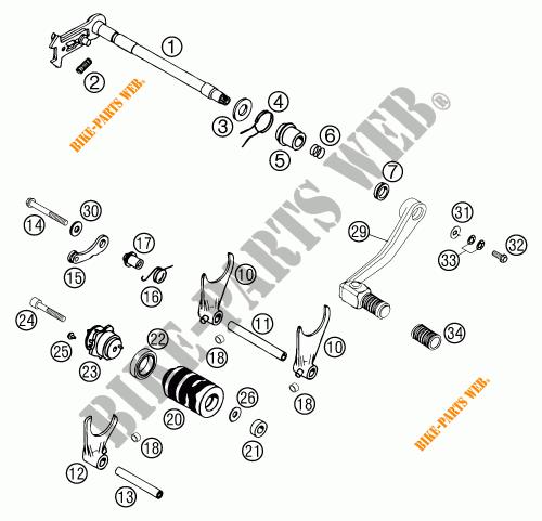 GEAR SHIFTING MECHANISM for KTM 640 LC4-E ROT 2002