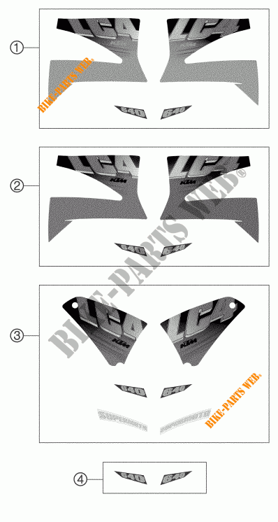 STICKERS for KTM 640 LC4-E ROT 2002