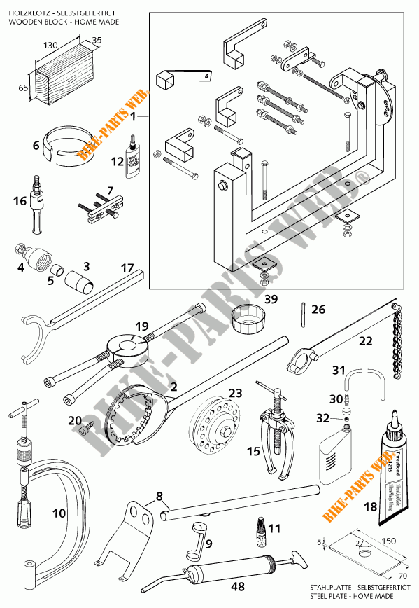 SPECIFIC TOOLS (ENGINE) for KTM 640 LC4-E 2000