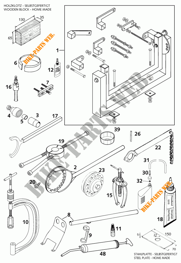 SPECIFIC TOOLS (ENGINE) for KTM 640 LC4-E 2000