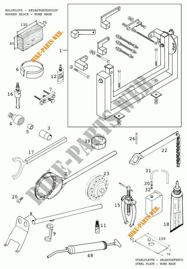 SPECIFIC TOOLS (ENGINE) for KTM 640 LC4 2001