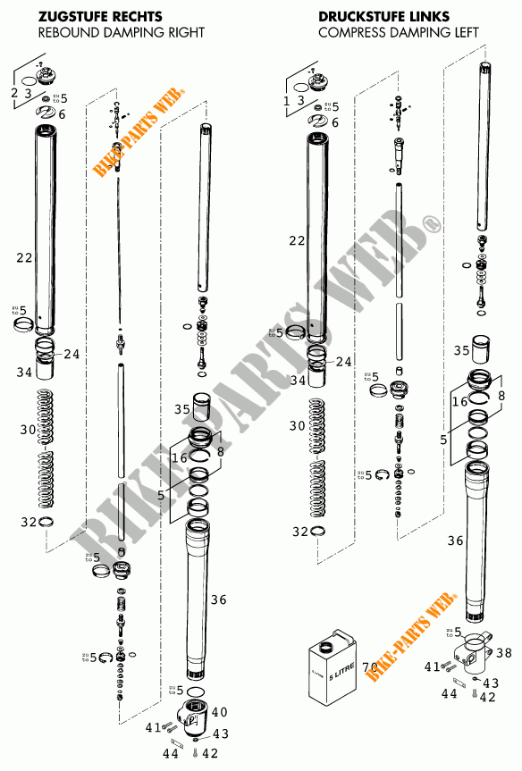 FRONT FORK (PARTS) for KTM 640 LC4 2000