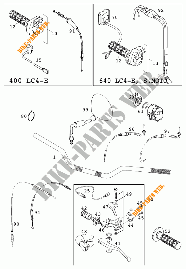 HANDLEBAR / CONTROLS for KTM 640 LC4 2000