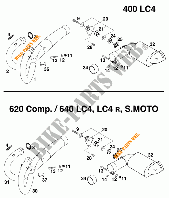 EXHAUST for KTM 640 LC4 1999