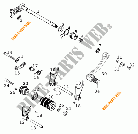 GEAR SHIFTING MECHANISM for KTM 640 LC4 1999