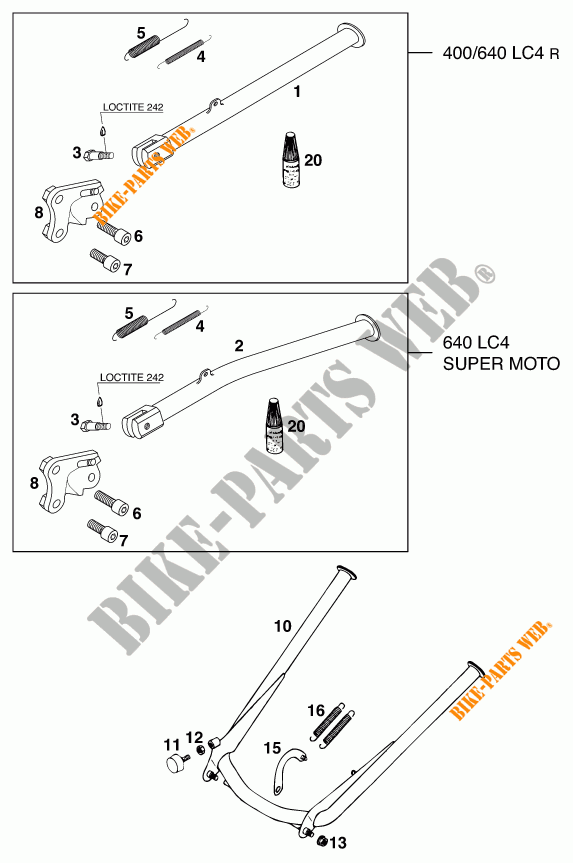 SIDE / MAIN STAND for KTM 640 LC4 1999