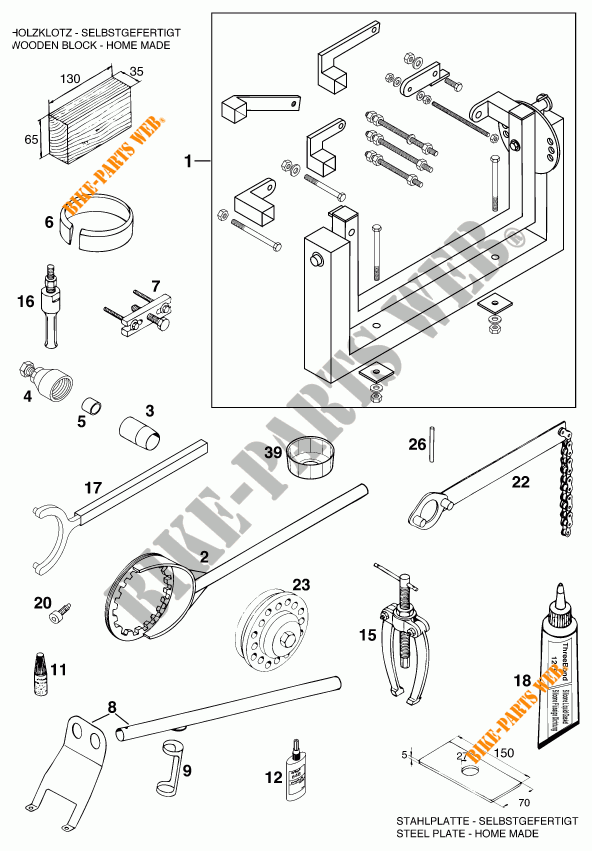 SPECIFIC TOOLS (ENGINE) for KTM 640 LC4 1999