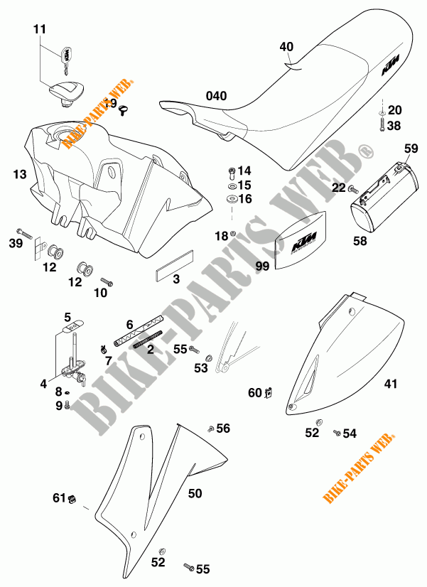 TANK / SEAT for KTM 640 LC4 1999