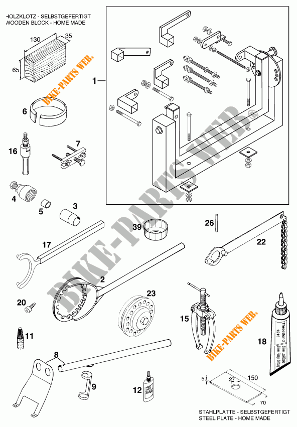 SPECIFIC TOOLS (ENGINE) for KTM 640 LC4 1998