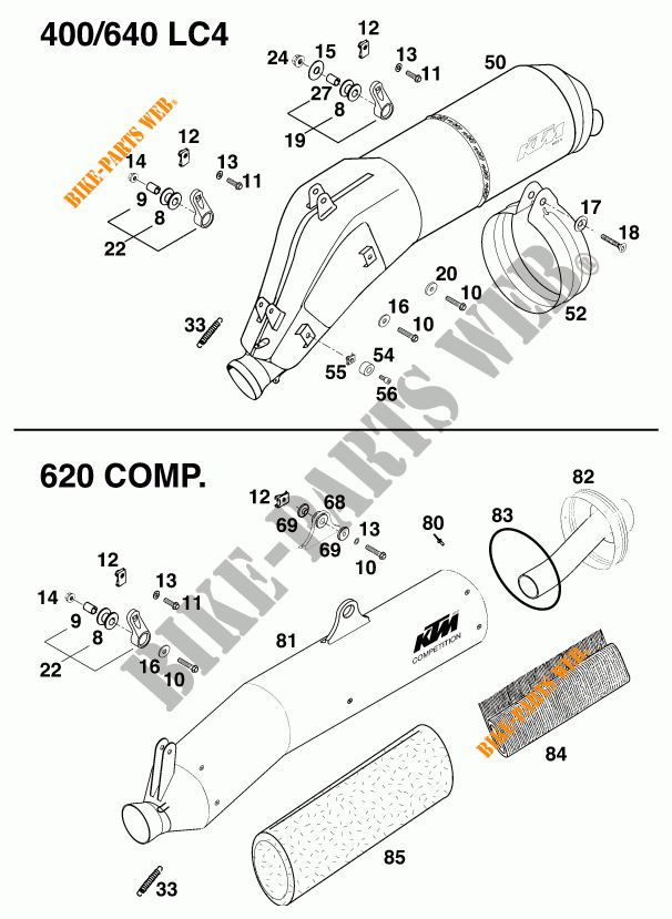EXHAUST SILENCER for KTM 640 LC4 1998