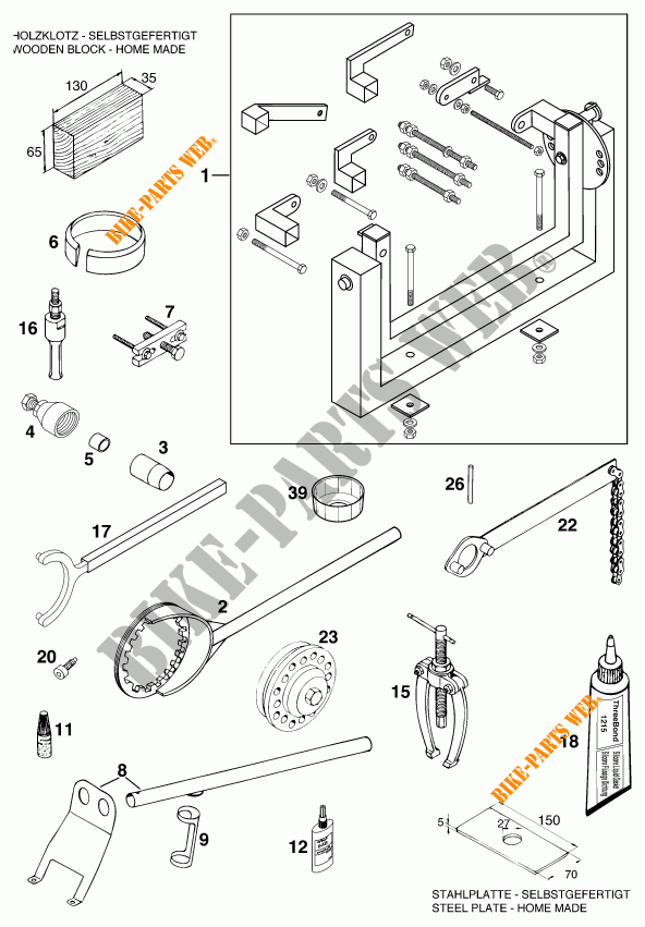 SPECIFIC TOOLS (ENGINE) for KTM 640 LC4 1998