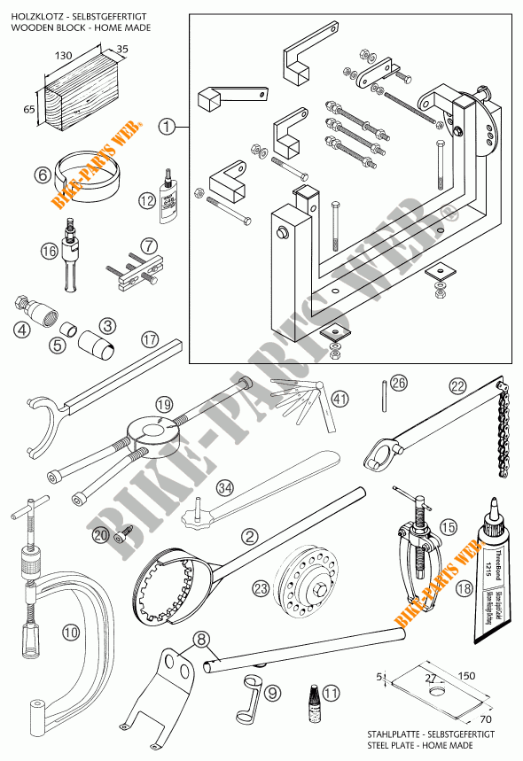 SPECIFIC TOOLS (ENGINE) for KTM 625 SXC 2003