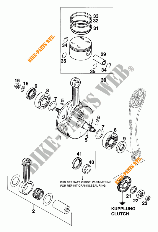 CRANKSHAFT / PISTON for KTM 620 SUPER-COMP WP/ 19KW 1995