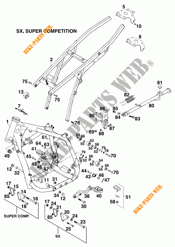 FRAME for KTM 620 SUPER-COMP WP/ 19KW 1995