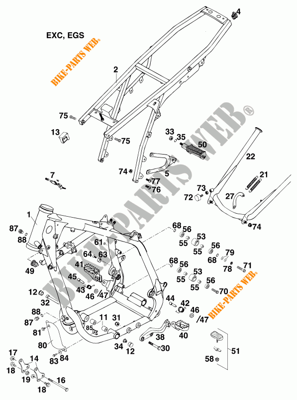 FRAME for KTM 620 SUPER-COMP WP/ 19KW 1995