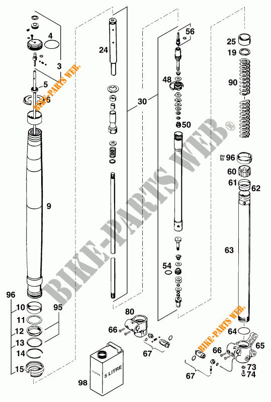 FRONT FORK (PARTS) for KTM 620 SUPER-COMP WP/ 19KW 1995