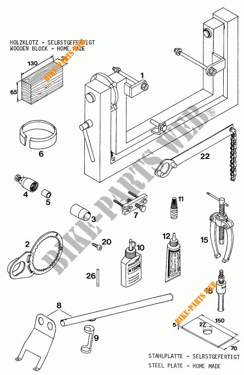 SPECIFIC TOOLS (ENGINE) for KTM 620 SUPER-COMP WP/ 19KW 1995