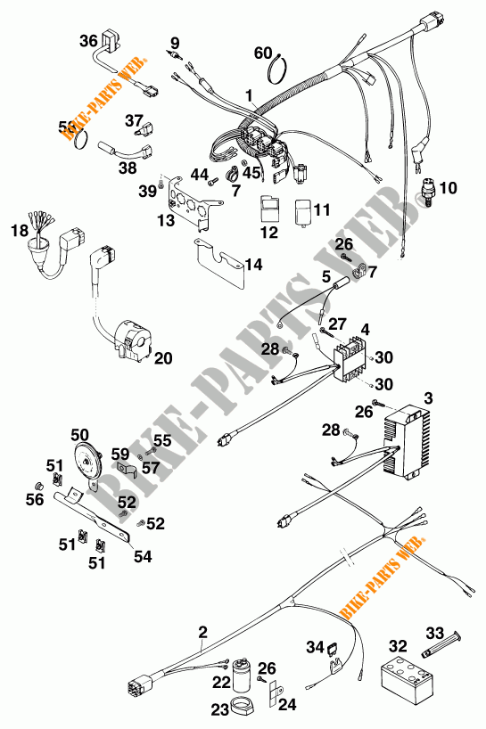 WIRING HARNESS for KTM 620 SUPER-COMP WP/ 19KW 1995