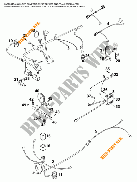 WIRING HARNESS for KTM 620 SUPER-COMP WP/ 19KW 1995