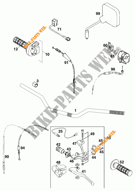 HANDLEBAR / CONTROLS for KTM 620 RXC-E 1997