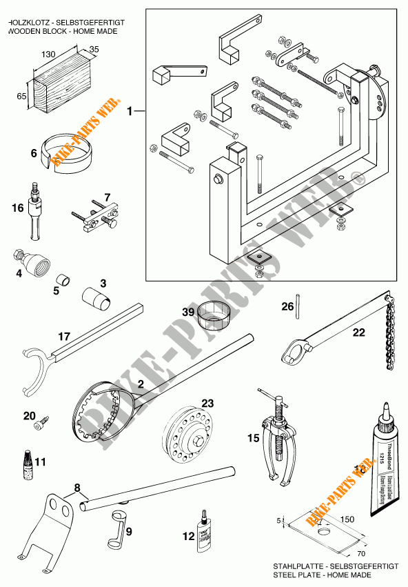 SPECIFIC TOOLS (ENGINE) for KTM 620 RXC-E 1997