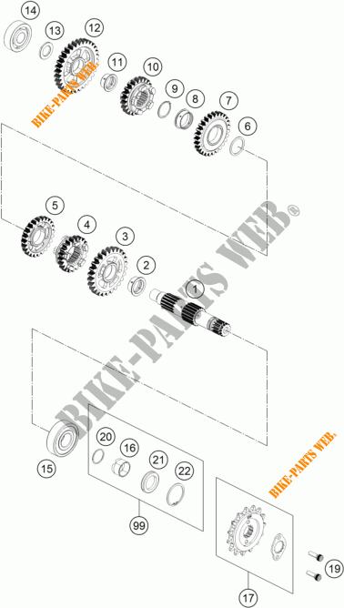 GEARBOX COUNTERSHAFT for KTM RC 390 WHITE ABS 2017
