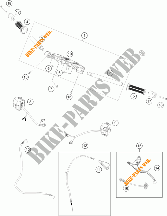 HANDLEBAR / CONTROLS for KTM RC 390 WHITE ABS 2017