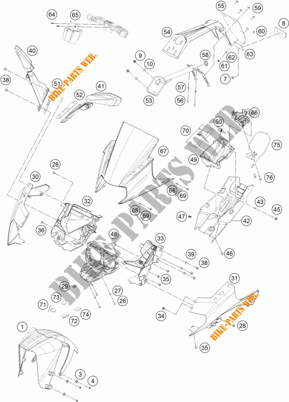 PLASTICS for KTM RC 390 WHITE ABS 2017