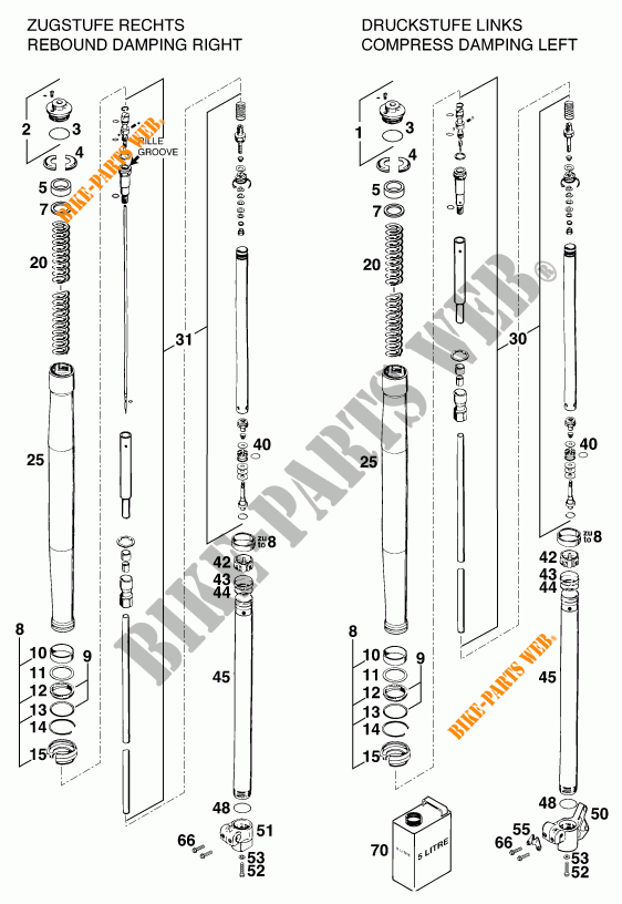 FRONT FORK (PARTS) for KTM 620 LSE 11LT BLAU 1997