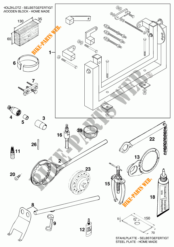 SPECIFIC TOOLS (ENGINE) for KTM 620 LC4 COMPETITION 1999