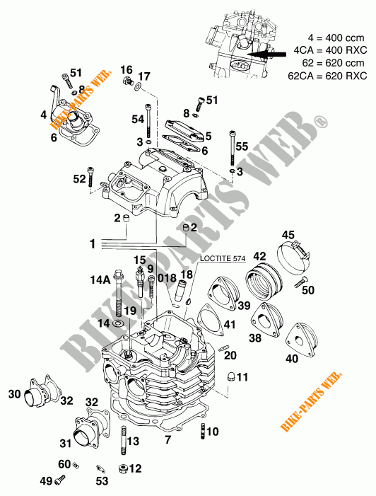 CYLINDER HEAD  for KTM 620 E-XC DAKAR 20KW/20LT 1995