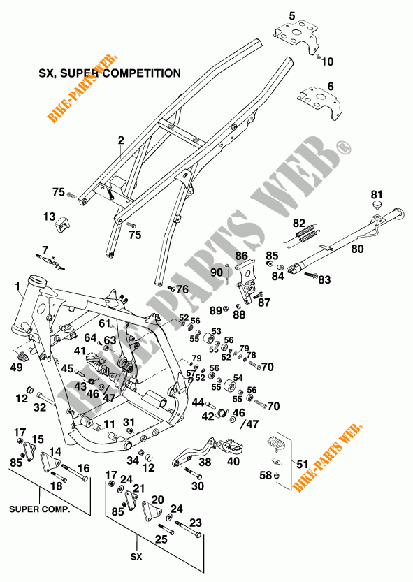 FRAME for KTM 620 E-XC DAKAR 20KW/20LT 1995