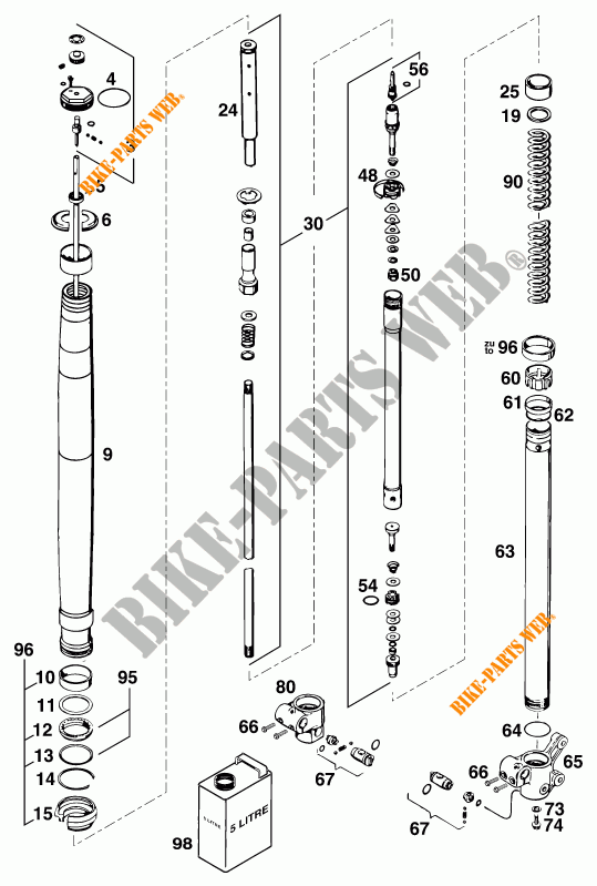 FRONT FORK (PARTS) for KTM 620 E-XC DAKAR 20KW/20LT 1995