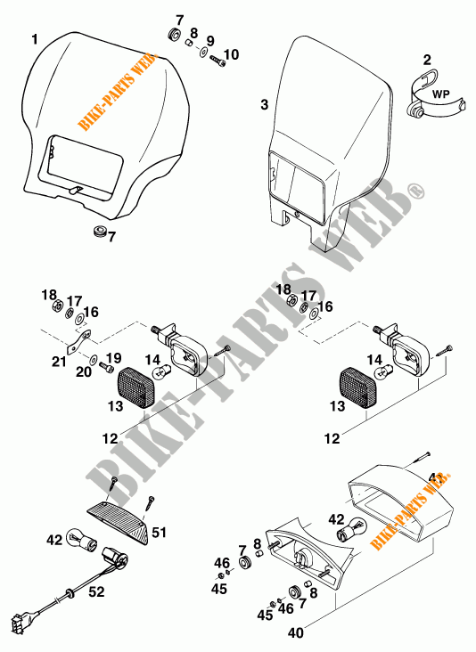 HEADLIGHT / TAIL LIGHT for KTM 620 E-XC DAKAR 20KW/20LT 1995