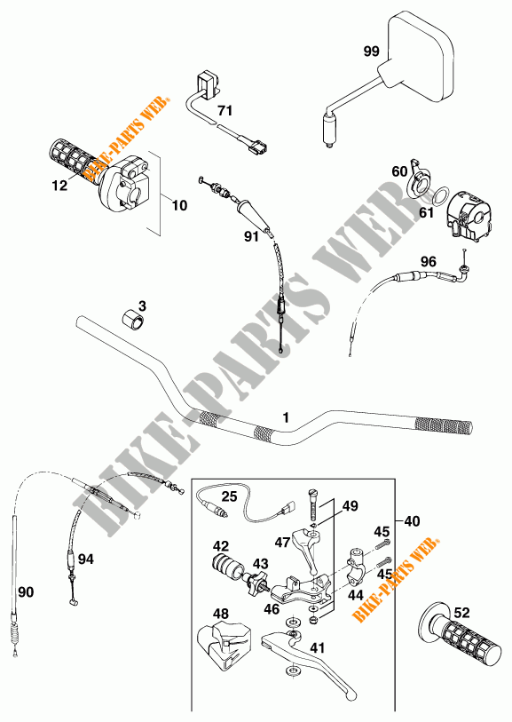 HANDLEBAR / CONTROLS for KTM 620 EGS-E 35KW 11LT BLAU 1997